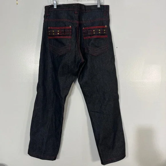 Y2K Rich Kid Jeans Dark Wash Straight Leg Baggy Jeans Men's Size 36X32